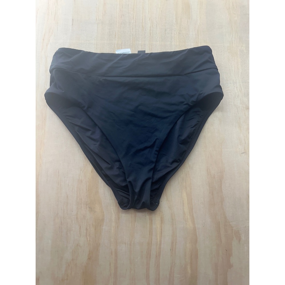 La Blanca Womens High Waisted Bikini Bottoms Black Swim Brief Size 10